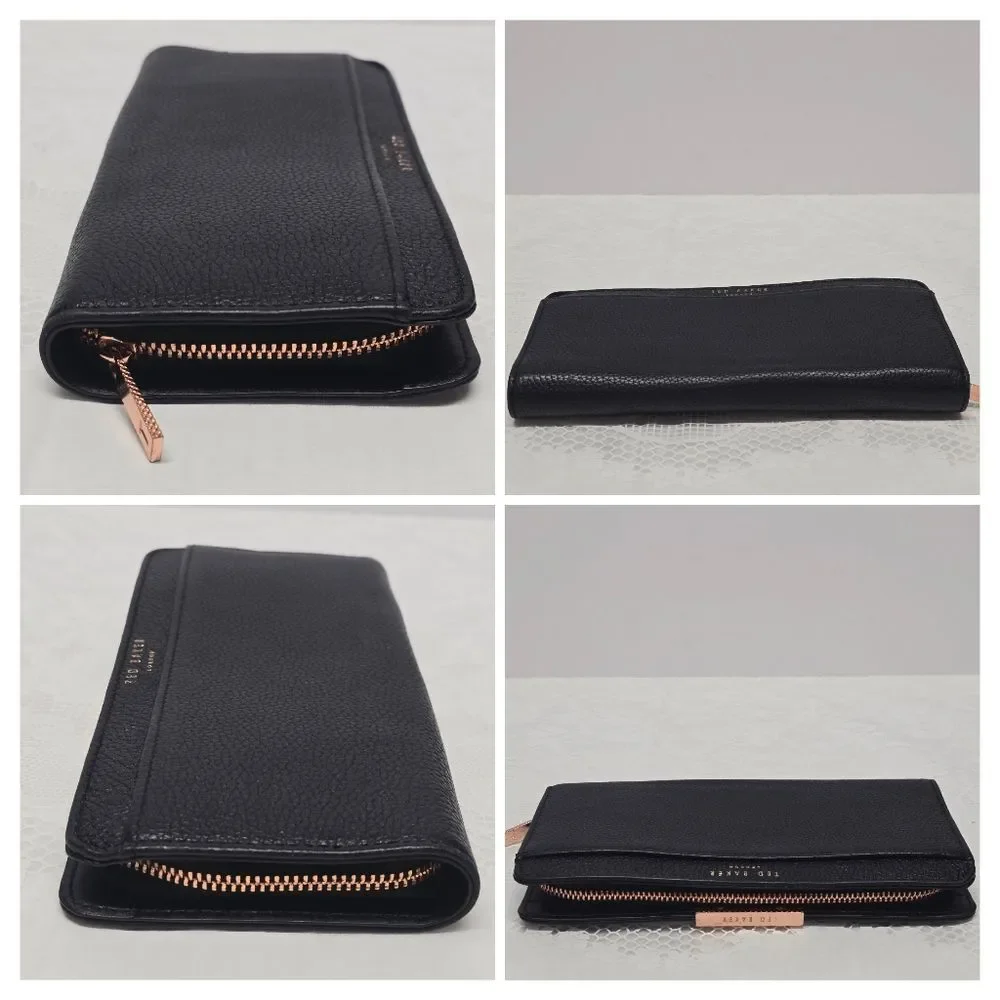TED BAKER LONDON Jade Black Genuine Leather Zip Around Wallet